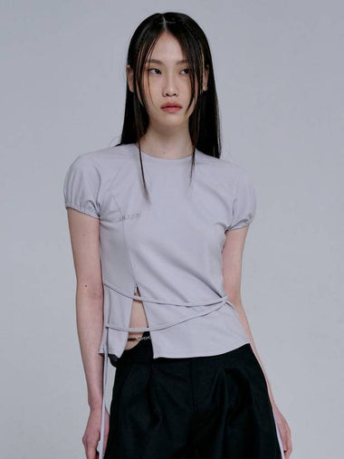 Strap Zipper Leglan Short Sleeve T-Shirt Ash Grey - JINJUSE - BALAAN 1