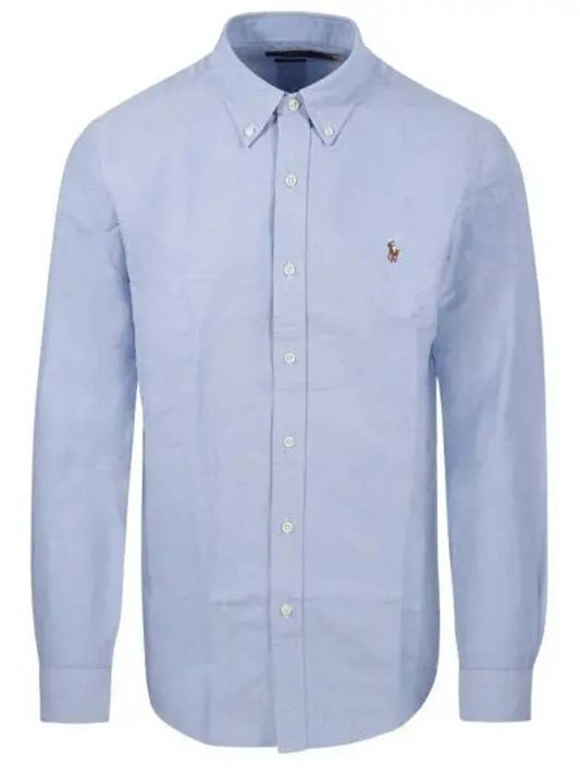 Embroidery Pony Oxford Long Sleeve Shirt Blue - POLO RALPH LAUREN - BALAAN 2