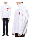 Big Heart Logo Wool Knit Turtleneck White - AMI - BALAAN 3