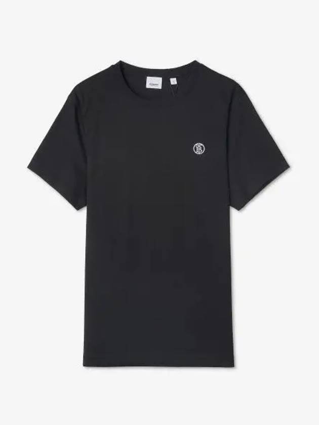 Embroidered Monogram Motif Cotton Short Sleeve T-Shirt Black - BURBERRY - BALAAN 2