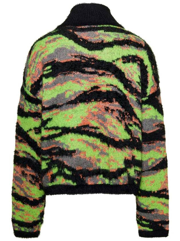 Green High Neck Sweater With All-Over Jacquard Graphic Pattern In Wool And Cotton Blend - ERL - BALAAN 2