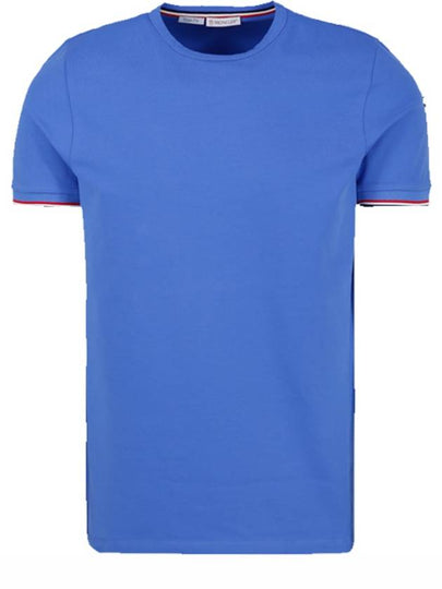 Arm Logo Round Short Sleeve T-Shirt Blue - MONCLER - BALAAN 2