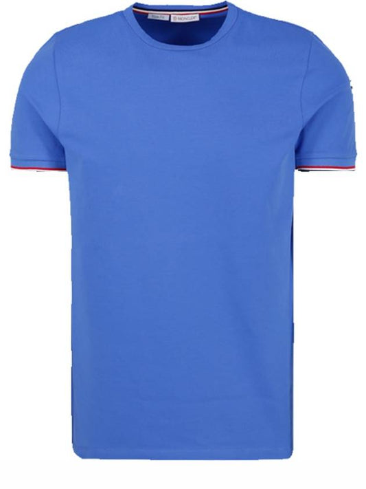 Arm Logo Round Short Sleeve T-Shirt Blue - MONCLER - BALAAN 2