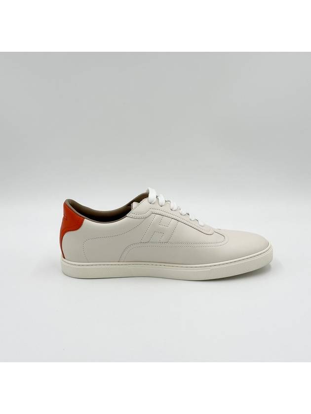 Men's Quicker Low Top Sneakers Blanc Orange - HERMES - BALAAN 4