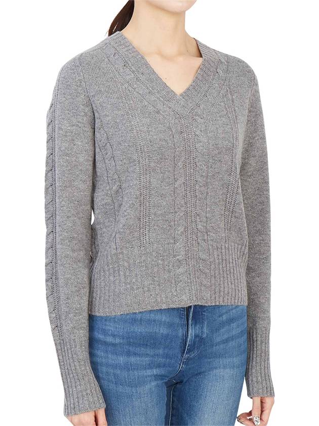 V-Neck Twisted Knit Top Grey - MAX MARA - BALAAN 6