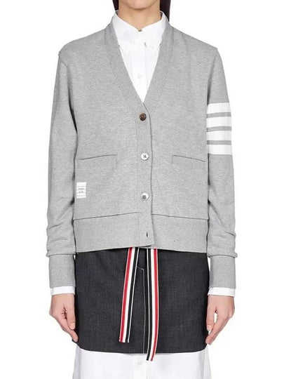 4-Bar Loopback Jersey Cardigan Light Grey - THOM BROWNE - BALAAN 2