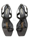 Cassandra Smooth Leather Flat Sandals Black - SAINT LAURENT - BALAAN 2