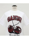 Logo cherry print short sleeve t-shirt - GANNI - BALAAN 3