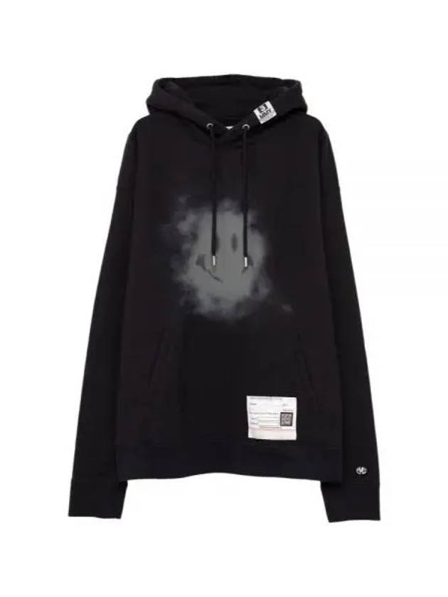 A12HD672 BLACK Smiley Face Print Hoodie - MIHARA YASUHIRO - BALAAN 1