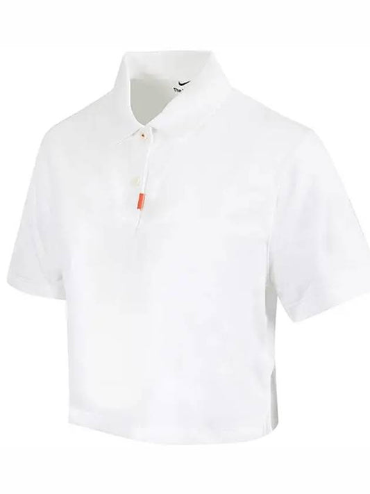 Women's Collar Crop Short Sleeve Polo Shirt White - NIKE - BALAAN 2