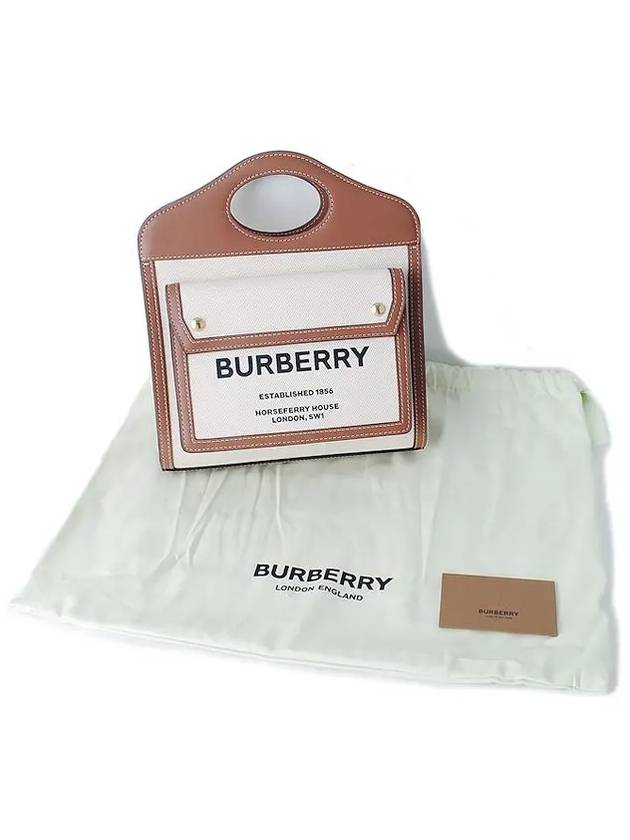 Mini Two-Tone Canvas And Leather Pocket Bag Natural Malt Brown - BURBERRY - BALAAN 7