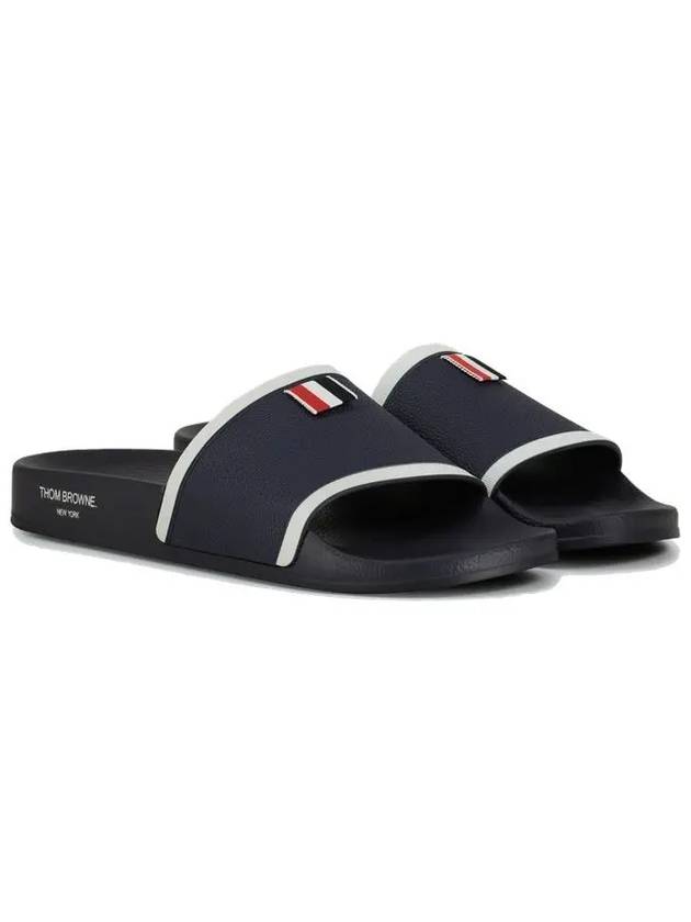 Rubber Full Slide Slippers Navy - THOM BROWNE - BALAAN.