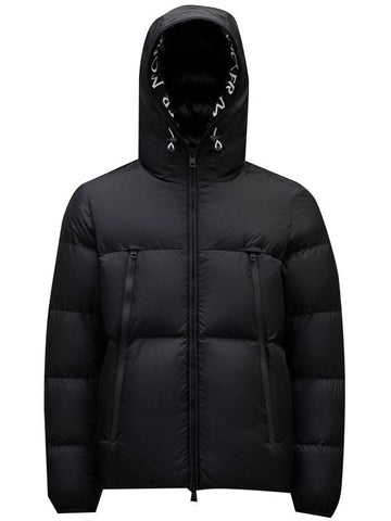 Montcla Logo Hooded Down Short Padding Black - MONCLER - BALAAN.