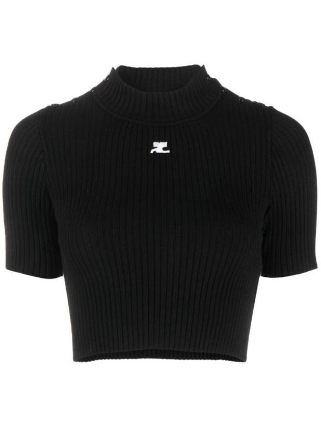 Crop Rib Knit Top Black - COURREGES - BALAAN 2