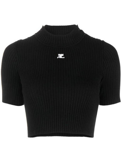 Crop Rib Knit Top Black - COURREGES - BALAAN 2