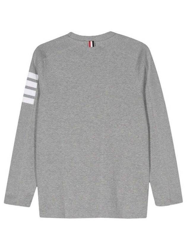 4-Bar Striped Cotton Long Sleeve T-Shirt Light Grey - THOM BROWNE - BALAAN 3