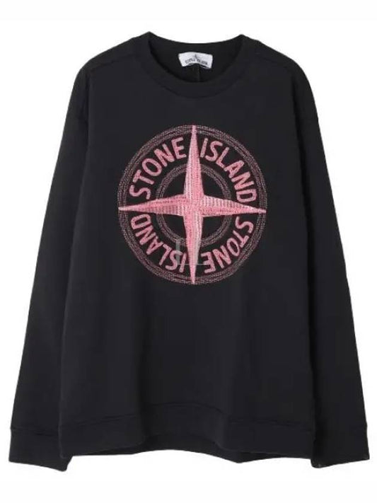 Garment Dyed Stitches Four Print Crewneck Sweatshirt Black - STONE ISLAND - BALAAN 2