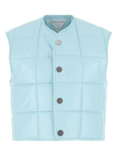 Nappa leather padded vest light blue - BOTTEGA VENETA - BALAAN 1