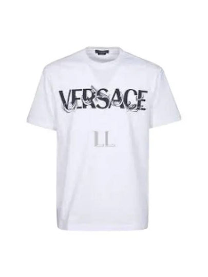 Men's Barocco Silhouette Logo Short Sleeve T-Shirt White - VERSACE - BALAAN 2