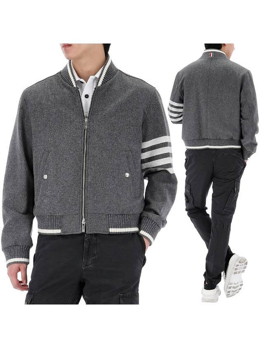 4 Bar Stripe Bomber Jacket Grey - THOM BROWNE - BALAAN 2