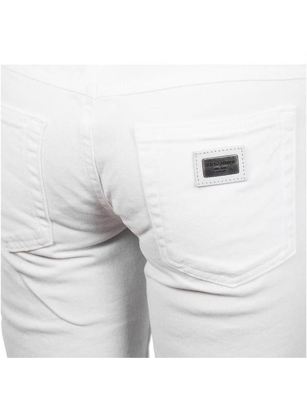 Women's Bag Label Skinny Jeans White - DOLCE&GABBANA - BALAAN.