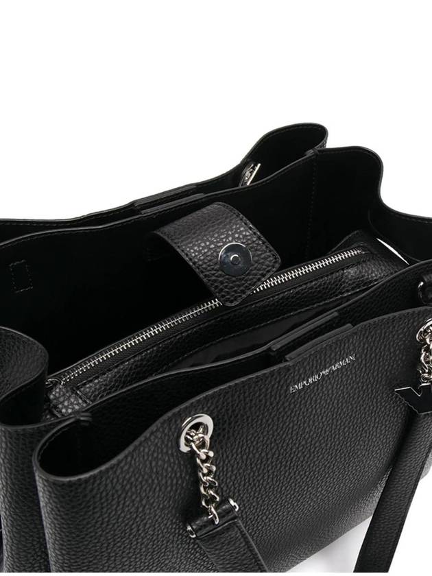 Logo Leather Tote Bag Black - EMPORIO ARMANI - BALAAN 4