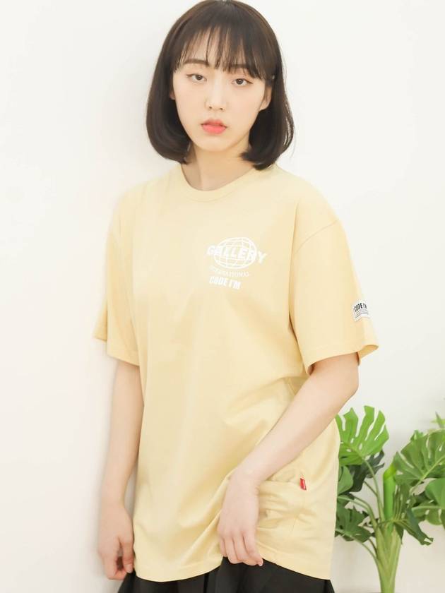 Earth logo printing overfit short sleeve t-shirt yellow - CODE I'M - BALAAN 1