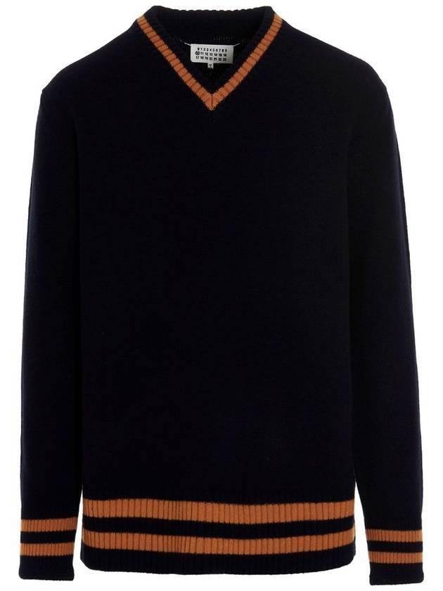 Stitch Patch Wool Knit Top Navy - MAISON MARGIELA - BALAAN 1