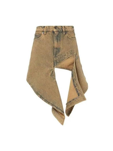 Y PROJECT Cutout Denim Mini Skirt 107SK002 DUSTY BEIGE - Y/PROJECT - BALAAN 1