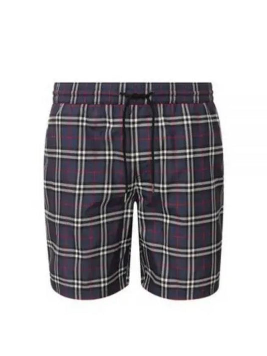 Check Swim Shorts Navy - BURBERRY - BALAAN 2