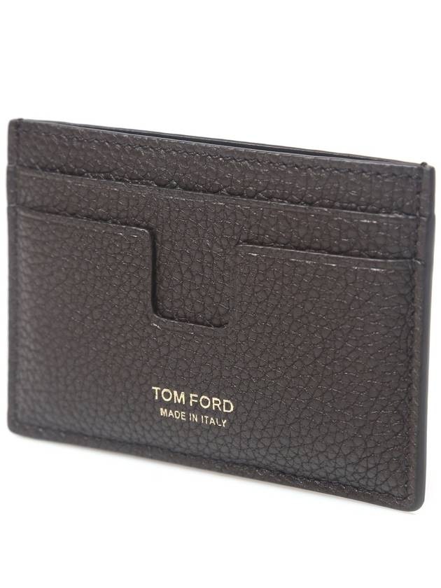 Classic T Line Gold Logo Card Wallet Brown - TOM FORD - BALAAN 3