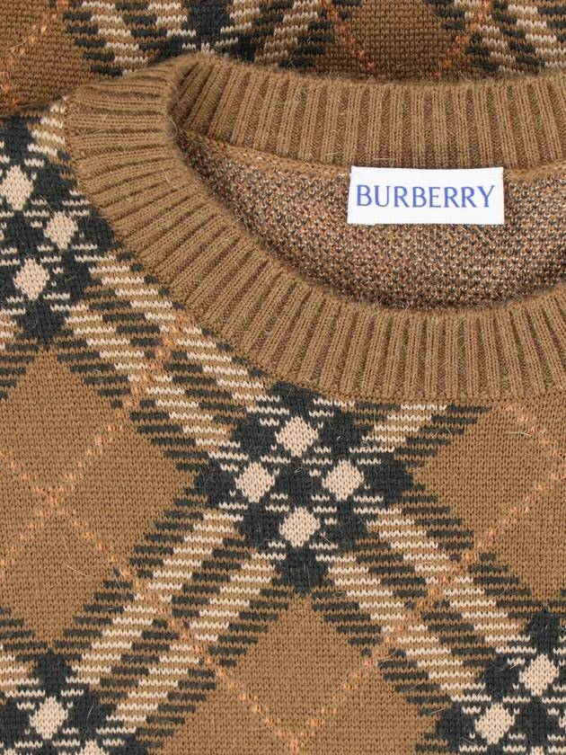 Check Wool Mohair Blend Knit Top Brown - BURBERRY - BALAAN 4