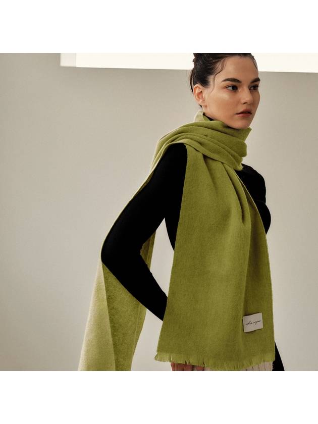 Minimal Lambswool Muffler Pesto Olive - WHITE PROJECT - BALAAN 2