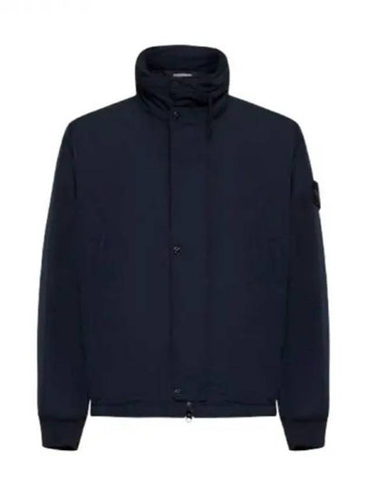 Logo Micro Twill  Zip Up Jacket Navy - STONE ISLAND - BALAAN 2