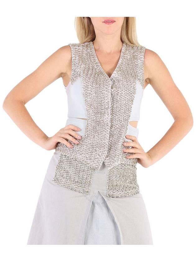 Burberry Ladies Faux Crystal Embroidered Mohair Blend Hollow Vest, Brand Size 6 (US Size 4) - BURBERRY - BALAAN 1