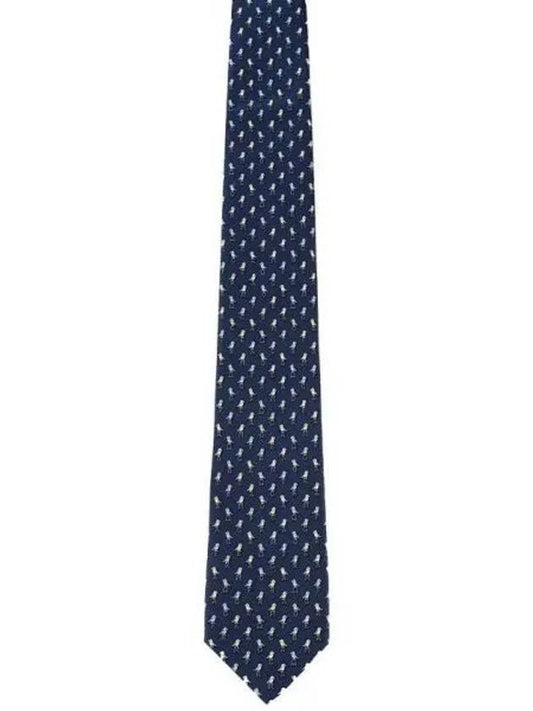 Bird Print Silk Tie Navy - SALVATORE FERRAGAMO - BALAAN 2