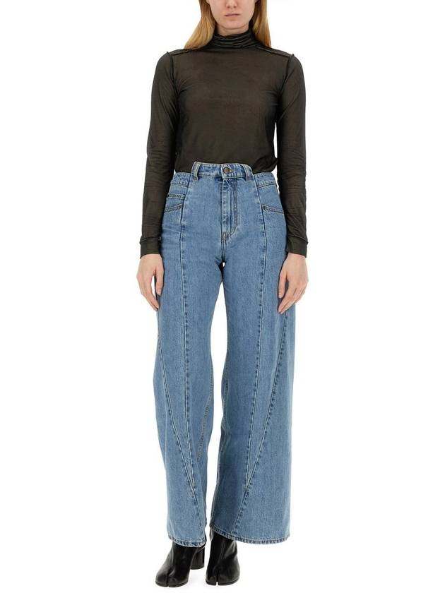 Women's Stone Washing Panel Wide Jeans Blue - MAISON MARGIELA - BALAAN 3