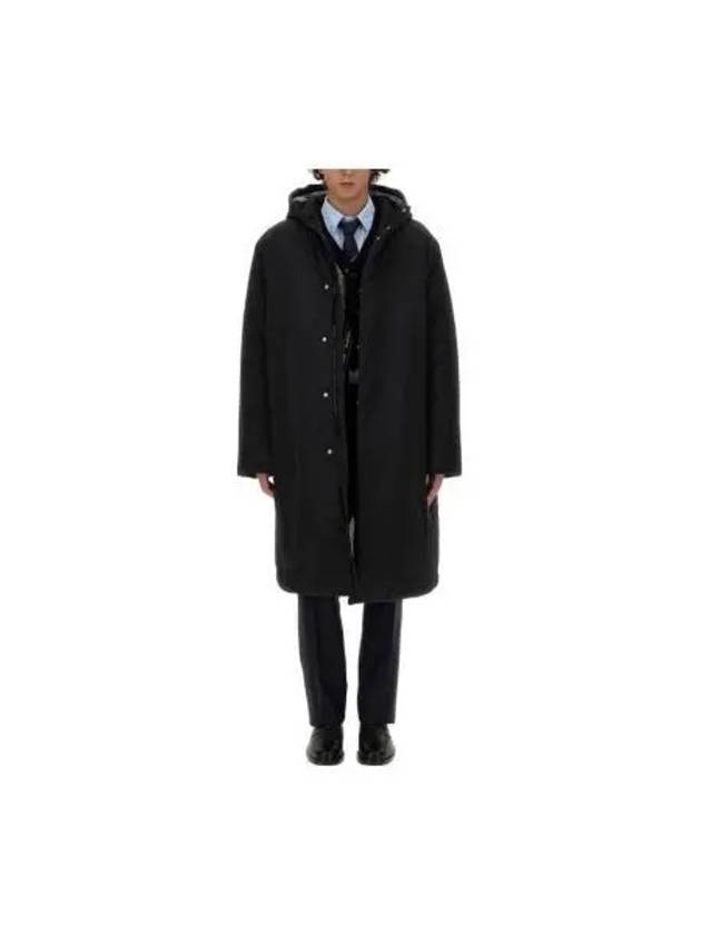 Poly Twill Tech Hooded Down Fill Duffle Coat Black - THOM BROWNE - BALAAN 2