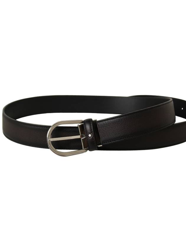 Men's Horsebit Buckle Classic Leather Belt Black - MONTBLANC - BALAAN.