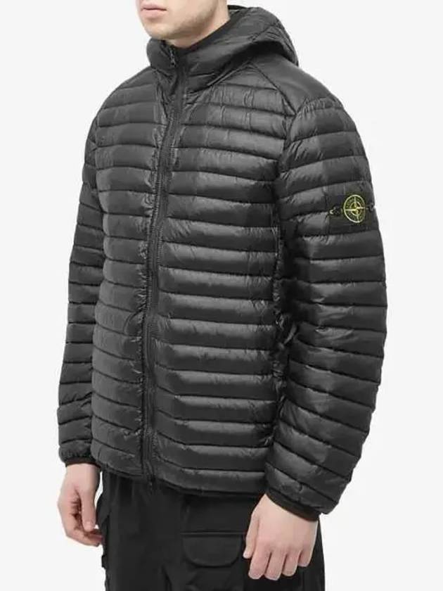 Room Woven Chamber Recycled Nylon Down Padding Hooded Jacket Black - STONE ISLAND - BALAAN 3