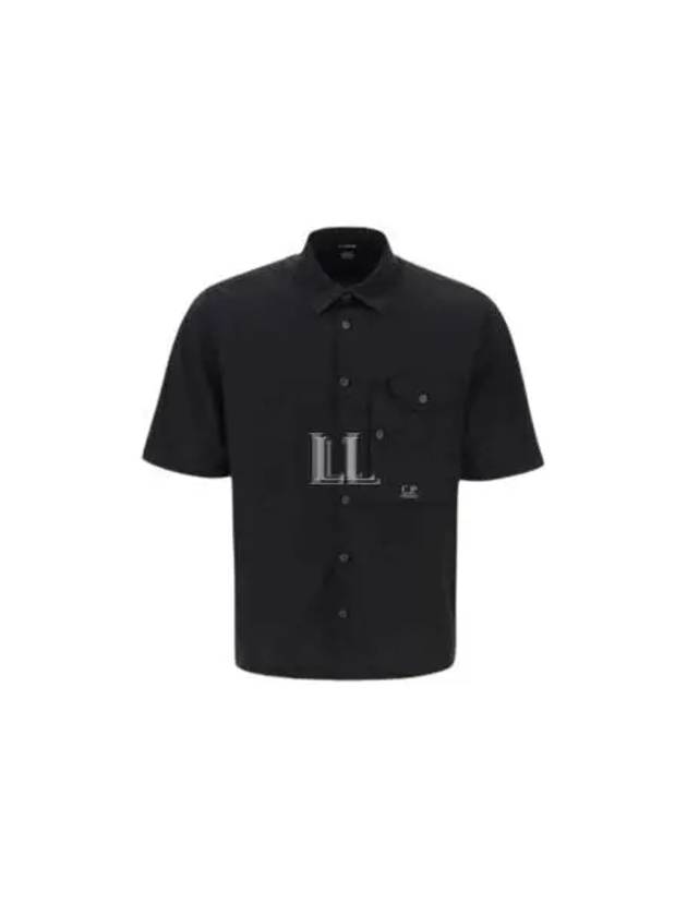 Cotton Popeline Short Sleeve Shirt Black - CP COMPANY - BALAAN 2