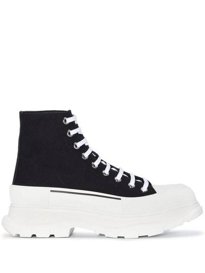 Men's Tread Lace-Up High Top Sneakers Black White - ALEXANDER MCQUEEN - BALAAN 2