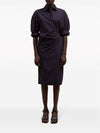 Straight Collar Twisted Midi Dress Navy - LEMAIRE - BALAAN 4