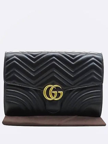 498079 Black leather GG Marmont Matelasse clutch bag - GUCCI - BALAAN 1