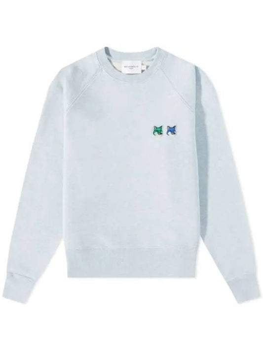 Double Head Fox Patch Sweatshirt Blue - MAISON KITSUNE - BALAAN 2