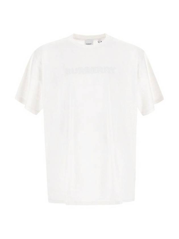 Men's Logo Print Cotton Jersey Short Sleeve T-Shirt Oatmeal Melange - BURBERRY - BALAAN 1