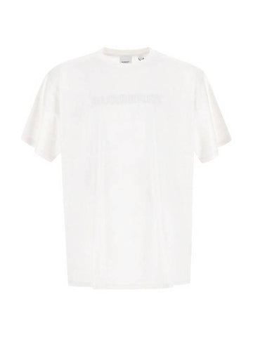 Men's Logo Print Cotton Jersey Short Sleeve T-Shirt Oatmeal Melange - BURBERRY - BALAAN 1