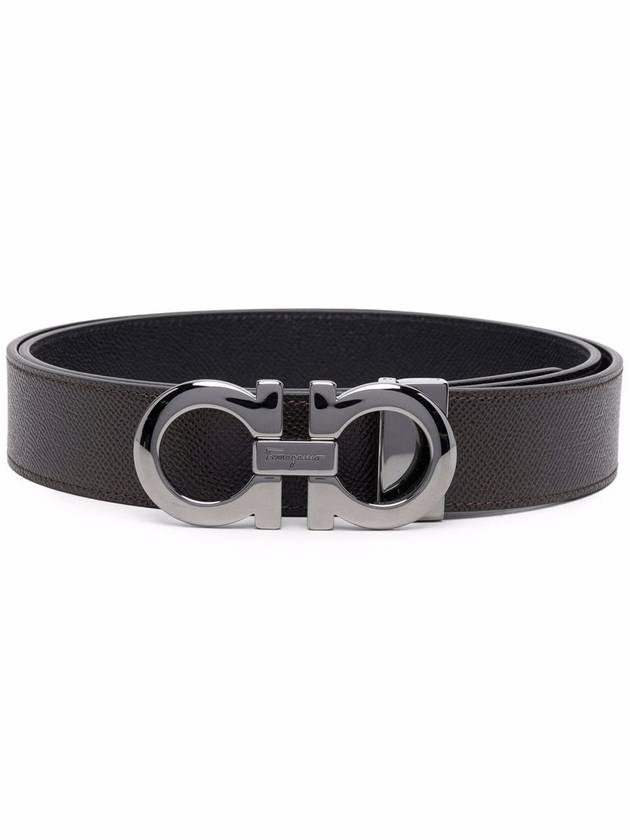 Gancini Reversible Adjustable Leather Belt Black - SALVATORE FERRAGAMO - BALAAN 4