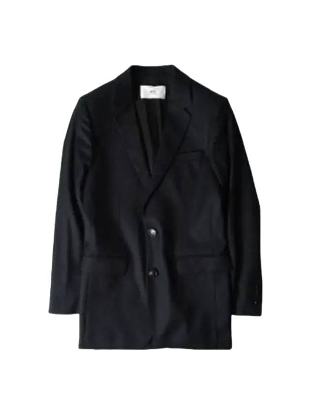 Virgin Wool Two-Button Jacket Black - AMI - BALAAN 1