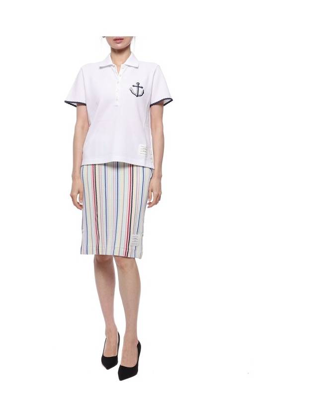 Anchor Motif Logo Polo Shirt White - THOM BROWNE - BALAAN 4